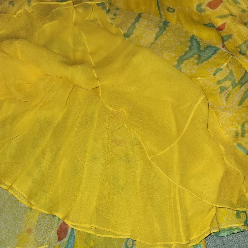 Ralph lauren black label silk linen chiffon 1950s Style Dress S  M garden party - Picture 4 of 11